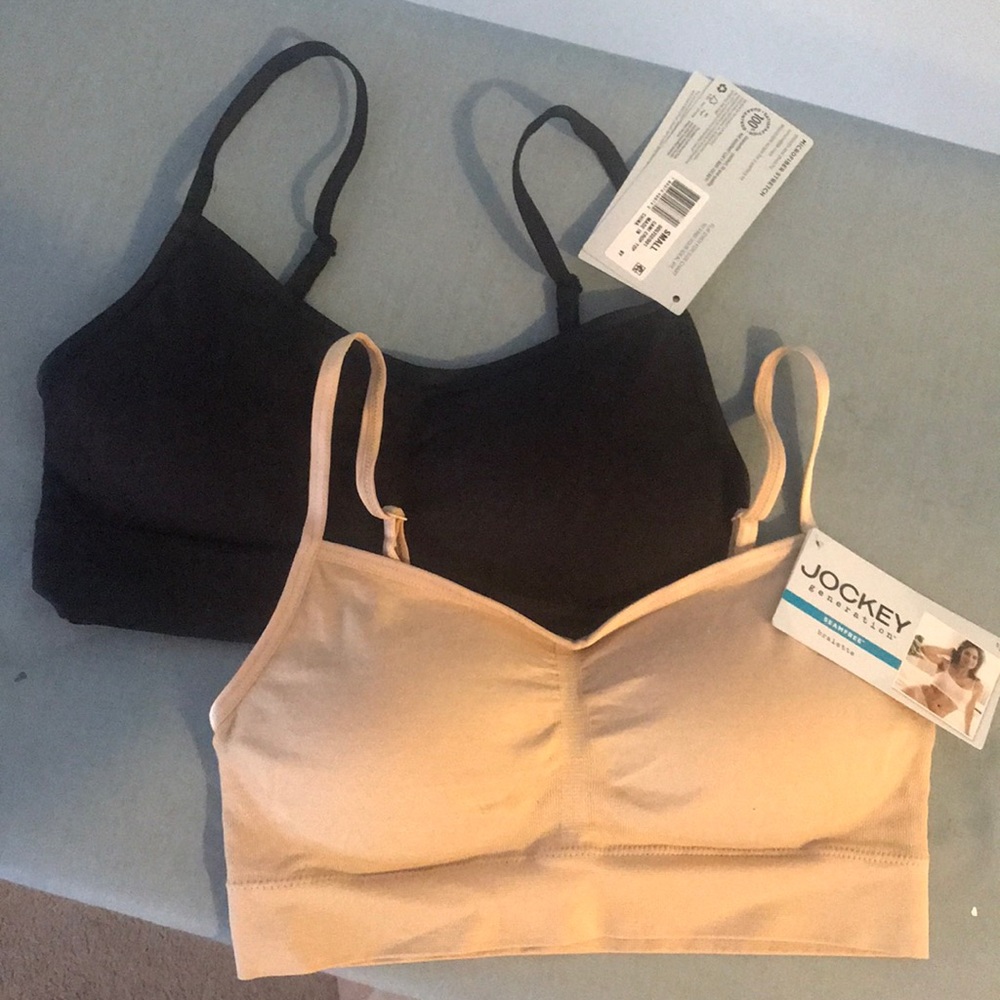 2 NWT Jockey generation bralettes, black & nude